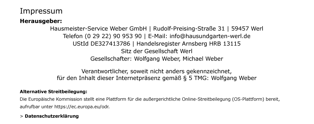 Hausmeisterservice Weber - Werl - Gartenarbeiten, Reparaturen am und im Haus, Entrümpellungen, Winterdienst